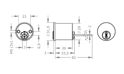  EVVA 4KS - Rim Lock - AZ29.I050 - Ruột Khóa Lắp Nổi 