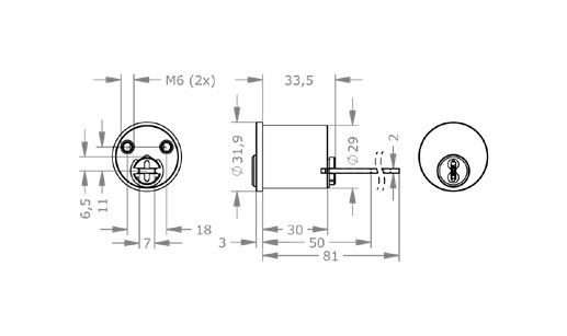  EVVA 4KS - Rim Lock - AZ29.I063 - Ruột Khóa Lắp Nổi 