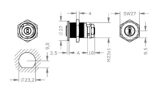  EVVA 4KS - Cam Lock Ø23mm - MB23CH 