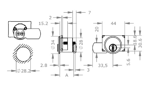  EVVA 4KS - Cam Lock Ø28mm - MB28ZB 