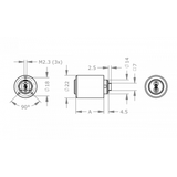  EVVA 4KS - Khóa Tủ Nội Thất, Cửa Tủ, Ngăn Kéo Ø22mm Trục Quay Ngắn - EVFC4KS-MR22K 