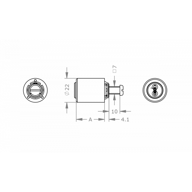  EVVA 4KS - Khóa Tủ Nội Thất, Cửa Tủ, Ngăn Kéo Ø22mm Trục Quay Dài - EVFC4KS-MR22L 