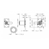  EVVA 4KS - Khóa Tủ Cam Lock Ø22mm - EVCL4KS-MR22R 