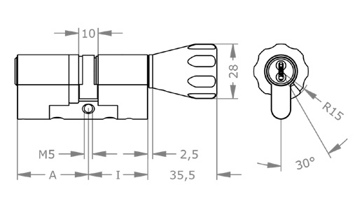  EVVA 4KS - Ruột Khoá Cửa Một Đầu Chìa Một Đầu Vặn - EV3234KS 
