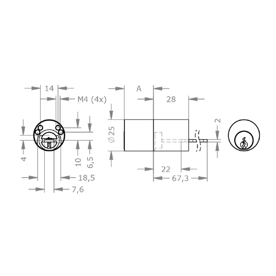 EVVA EPS - Rim Cylinder Cho Cửa Lớn Cao Đụng Trần Kiểu Ý - EVAIEPS-AZ25-FP 