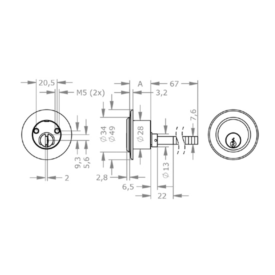 EVVA EPS - Rim Cylinder Cho EVVA Rim Locks - EVAIEPS-AZ28-AZ 