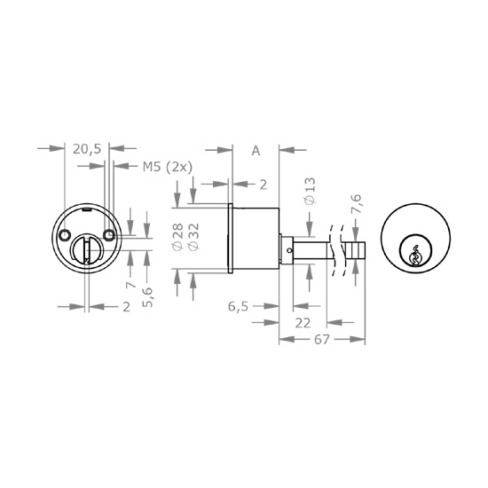  EVVA FPS - Rim Cylinder Cho Các Loại Rim Locks - EVAIFPS-AZ28-AZG 