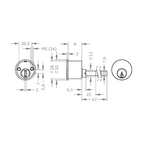  EVVA EPS - Rim Cylinder Cho Các Loại Rim Locks - EVAIEPS-AZ28-AZG 