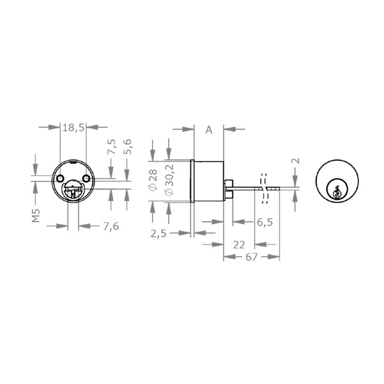  EVVA FPS - Rim Cylinder Cho ABUS Rim Locks - EVAIFPS-AZ28-AZI 