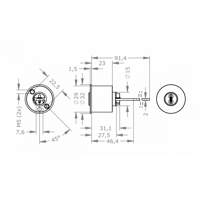  EVVA 4KS - Rim Cylinder Cho Các Loại Rim Locks - EVAI4KS-AZ29MB 