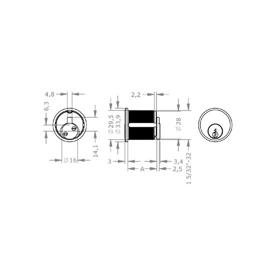  EVVA FPS - Mortise Screw-In Cylinder - EVAIFPS-AZ30RM 