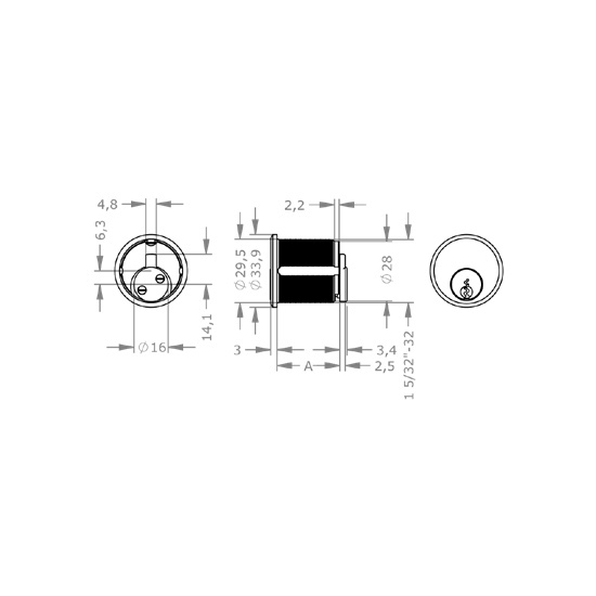  EVVA EPS - Mortise Screw-In Cylinder - EVAIEPS-AZ30RM 