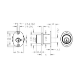  EVVA EPS - Push Cylinder - Khóa Nhấn Cho Cửa Lùa Gỗ, Kim Loại Ø28mm - EVPCEPS-DRZ28 