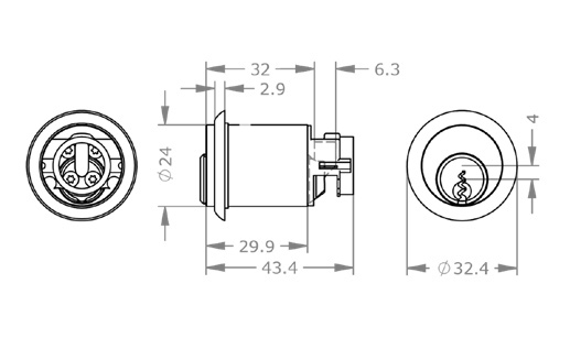  EVVA EPS - ASS24-S - Khóa Tủ Nội Thất, Cửa Tủ, Ngăn Kéo Ø24mm 
