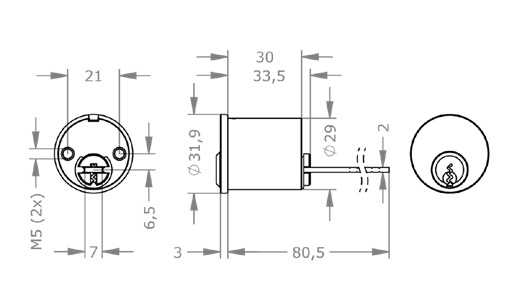  EVVA FPS - Rim Lock AZ29.I050 - Ruột Khóa Lắp Nổi 