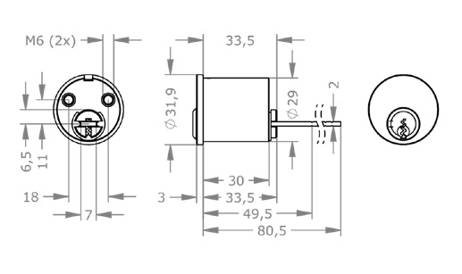  EVVA EPS - Rim Lock AZ29.I063 - Ruột Khóa Lắp Nổi 