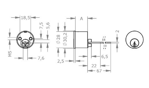  EVVA FPS - Rim Lock AZ28.AZL - Ruột Khóa Lắp Nổi 