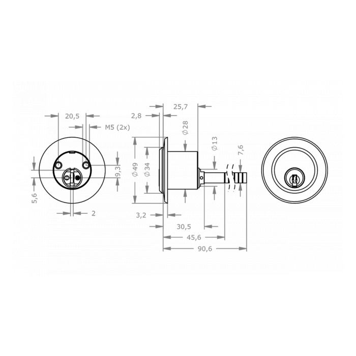  EVVA ICS - Rim Cylinder Cho EVVA Rim Locks - EVAIICS-AZ28-AZ 
