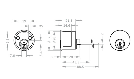  EVVA ICS - Rim Lock - AZ28.AZL - Ruột Khóa Lắp Nổi 