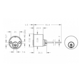  EVVA ICS - Rim Cylinder Cho Các Loại Rim Locks - EVAIICS-AZ29-AMB 