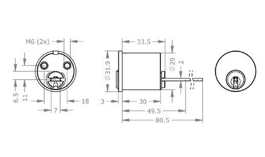  EVVA ICS - Rim Lock - AZ29.I063 - Ruột Khóa Lắp Nổi 