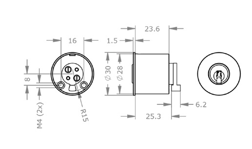 EVVA ICS - Rim Lock - IZ28.K19 - Ruột Khóa Lắp Nổi Gắn Bên Trong 