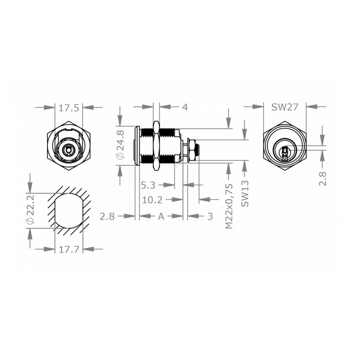  EVVA ICS - Khóa Tủ Cam Lock Ø22mm - EVCLICS-MB22K 