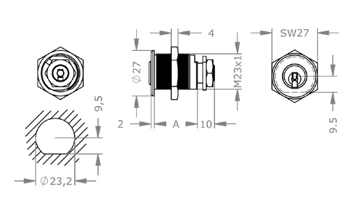  EVVA ICS - Cam Lock Ø23mm - MB23CH 