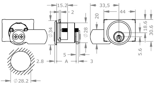  EVVA ICS - Cam Lock Ø28mm - MB28ZB 