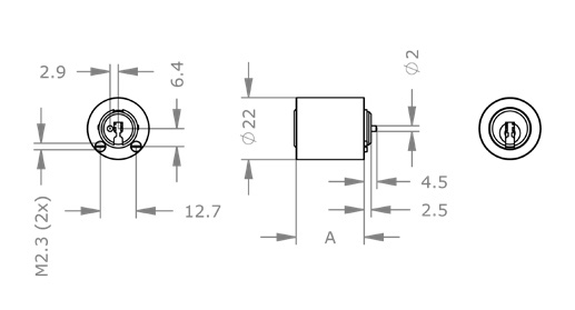  EVVA ICS - Khóa Tủ Nội Thất Cửa Tủ, Ngăn Kéo Ø22mm - OZ22 