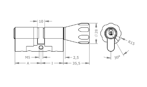  EVVA ICS - Ruột Khoá Cửa Một Đầu Chìa Một Đầu Vặn - EV323ICS 
