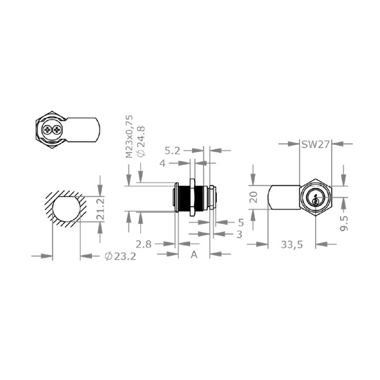  EVVA EPS - Khóa Tủ Cam Lock Ø23mm - EVCLEPS-MB23MBS 