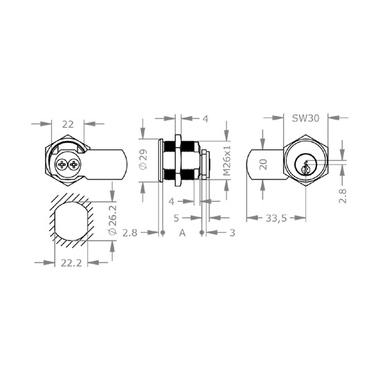  EVVA FPS - Khóa Tủ Cam Lock Ø26mm - EVCLFPS-MB26 