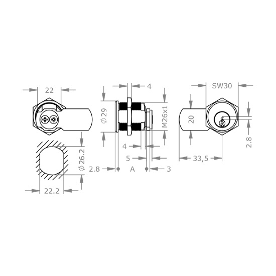  EVVA EPS - Khóa Tủ Cam Lock Ø26mm - EVCLEPS-MB26 