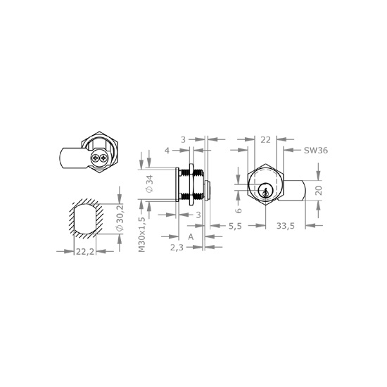  EVVA EPS - Khóa Tủ Cam Lock Ø30mm - EVCLEPS-MB30 