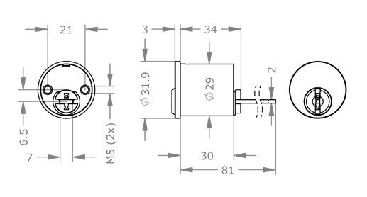  EVVA MCS - Rim Lock - AZ29.I050 - Ruột Khóa Lắp Nổi 
