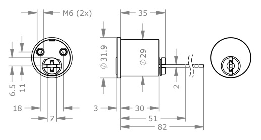  EVVA MCS - Rim Lock - AZ29.I063 - Ruột Khóa Lắp Nổi 