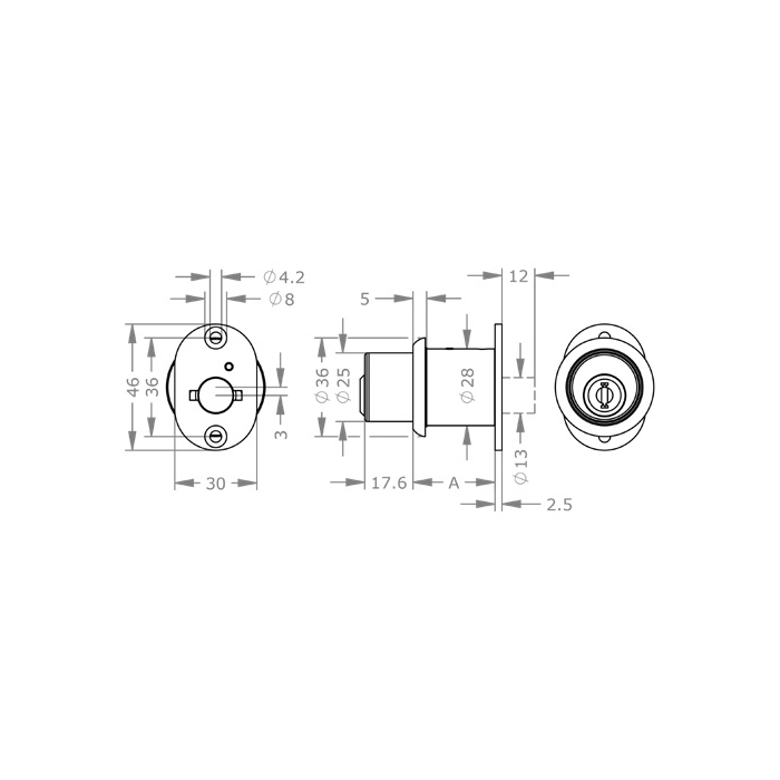  EVVA MCS - Push Cylinder - Khóa Nhấn Cho Cửa Lùa Gỗ, Kim Loại Ø28mm - EVPCMCS-DRZ28 