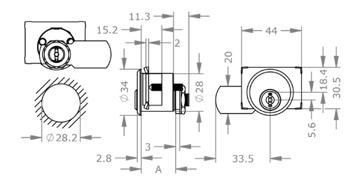  EVVA MCS - Cam Lock Ø30mm - MB28ZB 