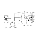  EVVA EPS - Khóa Tủ Cam Lock Ø22mm - EVCLEPS-MR22RS 