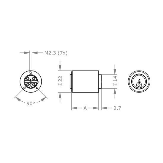  EVVA EPS - Khóa Tủ Nội Thất, Cửa Tủ, Ngăn Kéo Ø22mm - EVFCEPS-MR22S 