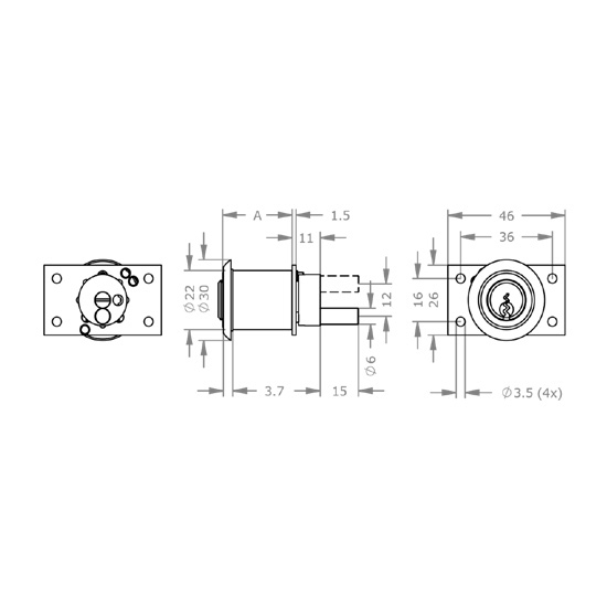  EVVA EPS - Khóa Tủ Nội Thất, Cửa Tủ, Ngăn Kéo Ø22mm - EVFCEPS-MR22ZS 