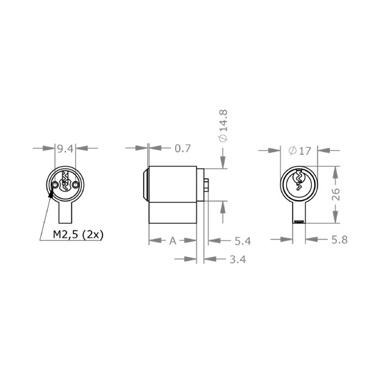  EVVA EPS - Insert Cylinder - Ruột Khoá Tháo Lắp - EVICEPS-PZE 