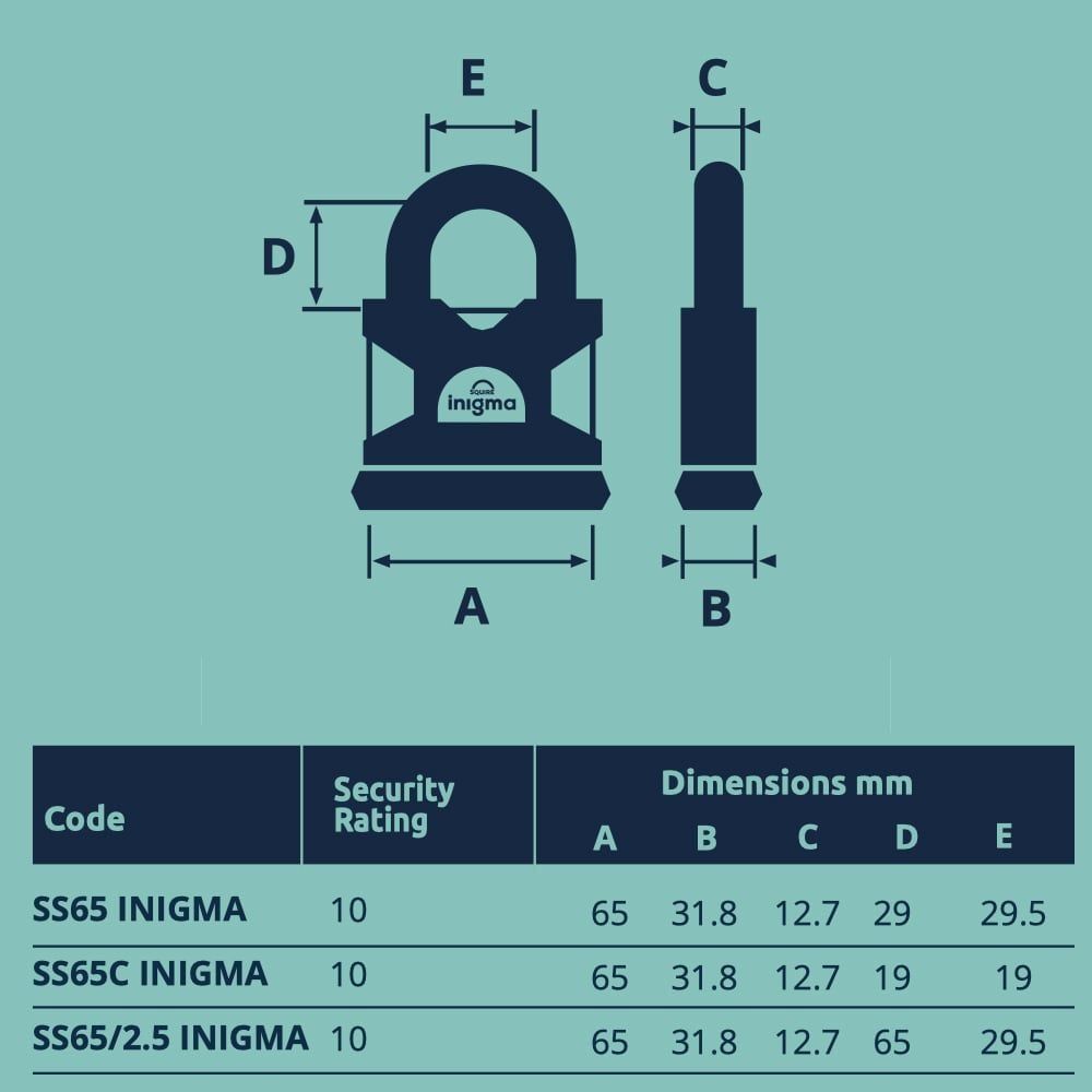  Ổ khóa thông minh càng khóa 12.7mm Inigma Squire - SS65C-Inigma 