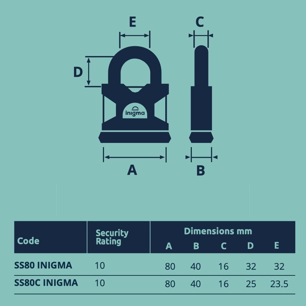  Ổ khóa thông minh càng khóa 16mm Inigma Squire - SS80C-Inigma 