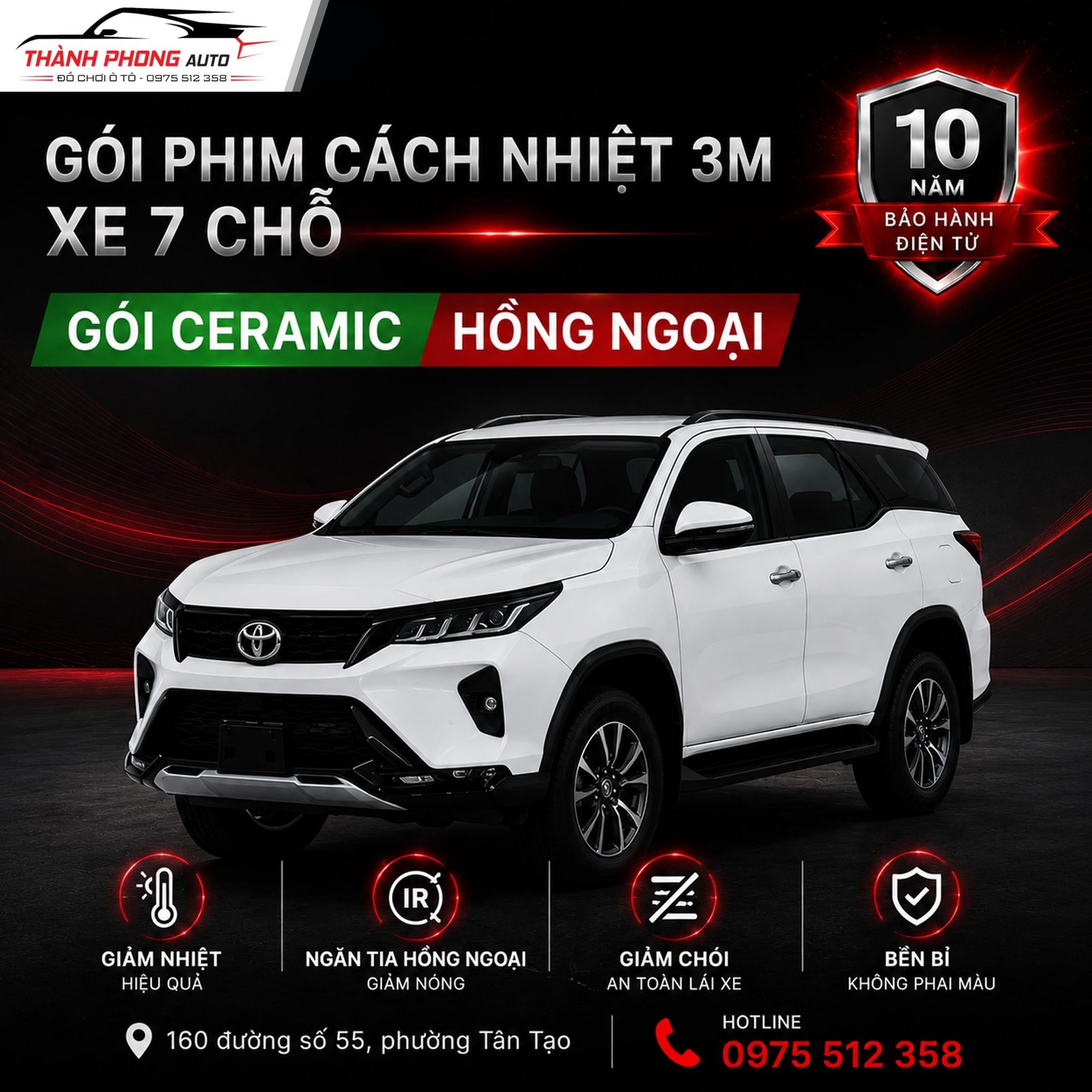  Dán Phim Cách Nhiệt 3M Ceramic Hồng Ngoại Cho Xe SUV 7 Chỗ 