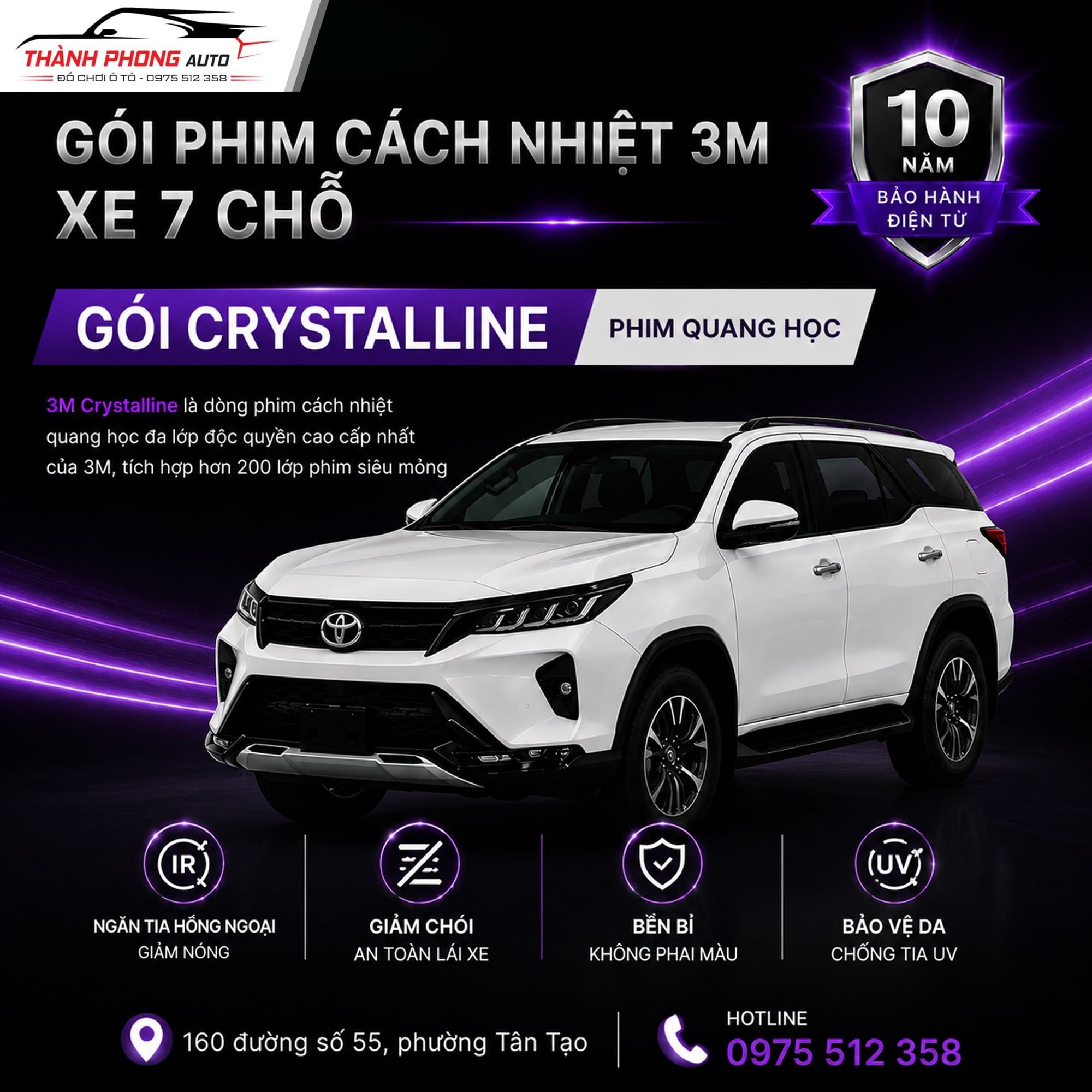  Dán Phim Cách Nhiệt 3M Crystalline Cho Xe SUV 7 Chỗ 