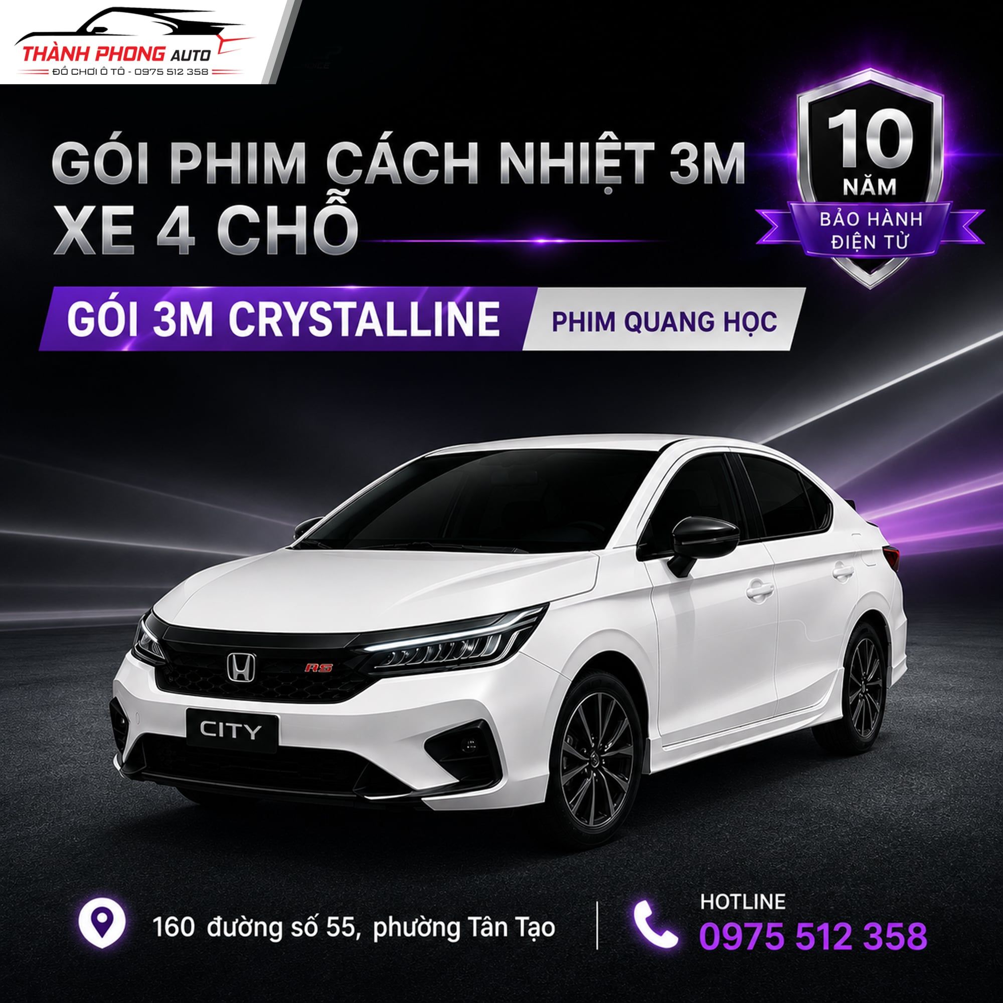  Dán Phim Cách Nhiệt 3M Crystalline Cho Xe Sedan 4 Chỗ 
