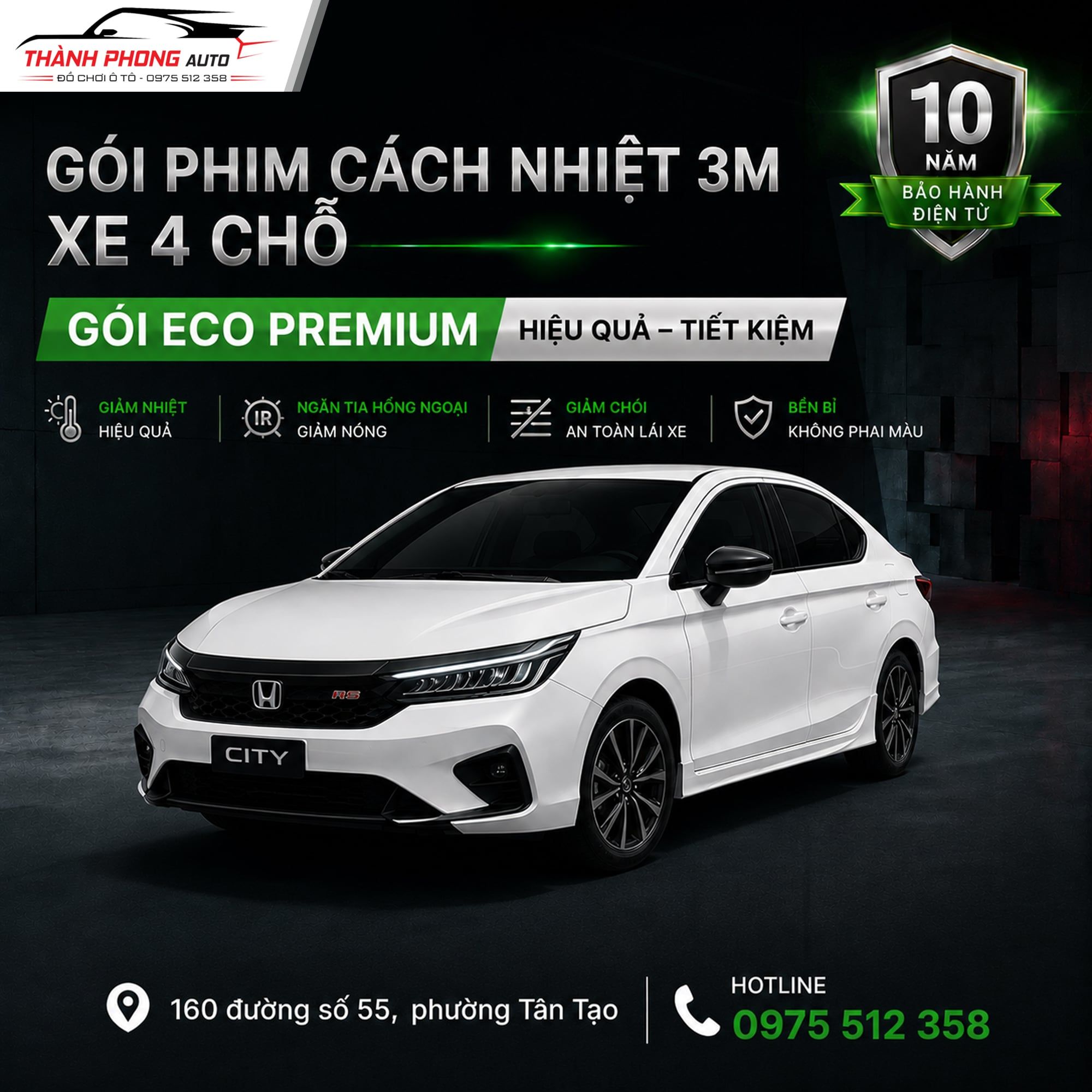  Dán Phim Cách Nhiệt 3M Eco Premium Cho Xe Sedan 4 Chỗ 