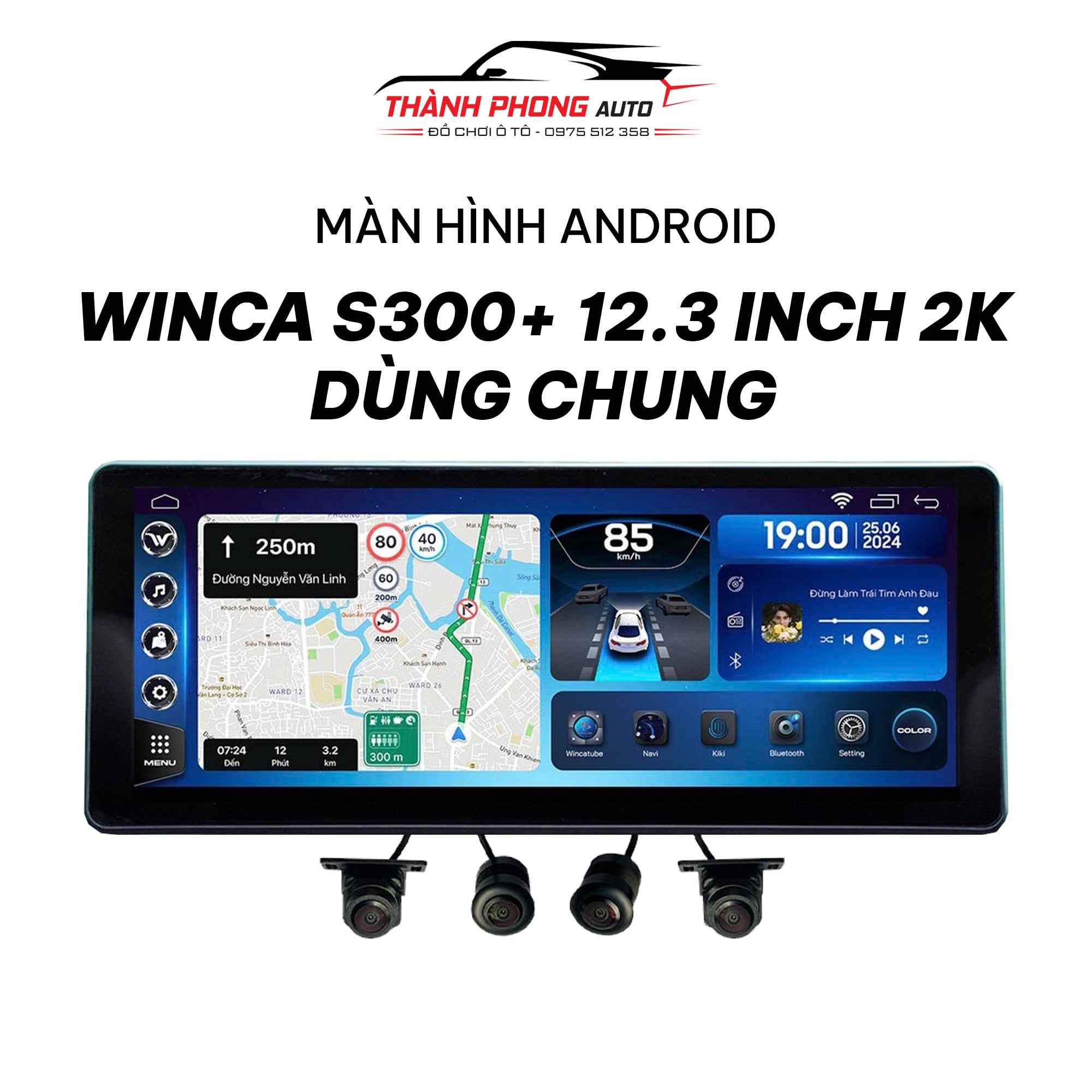  Màn Hình Android Winca S300+ 12.3 Inch 2K Dùng Chung Liền Camera 360 